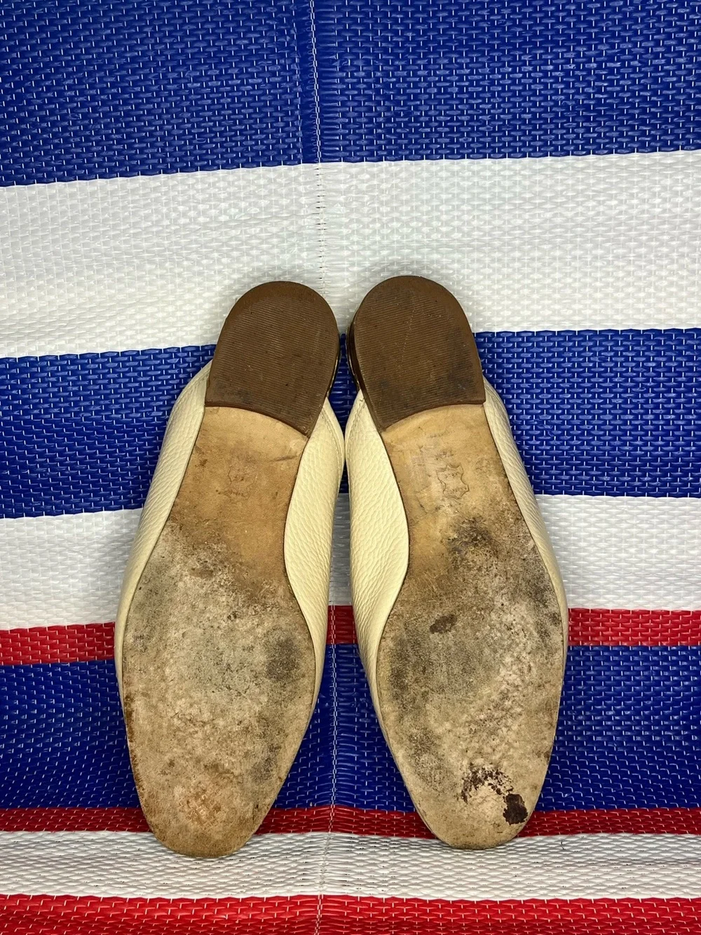 AUTHENTIC - Tory Burch Jessa Backless Loafers - Women’s Size 7 Shoes Cream Gold